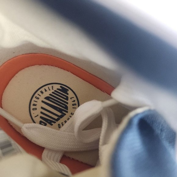 PALLADIUM Men's Blanc Hi Hiking Outdoors Canva Boots Blue White - Picture 11 of 12